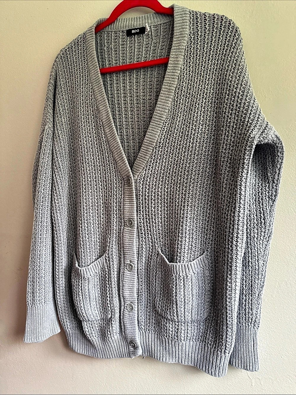 Urban Outfitters BDG Vini Chucky Gray Knit Oversized Cardigan Sweater Small